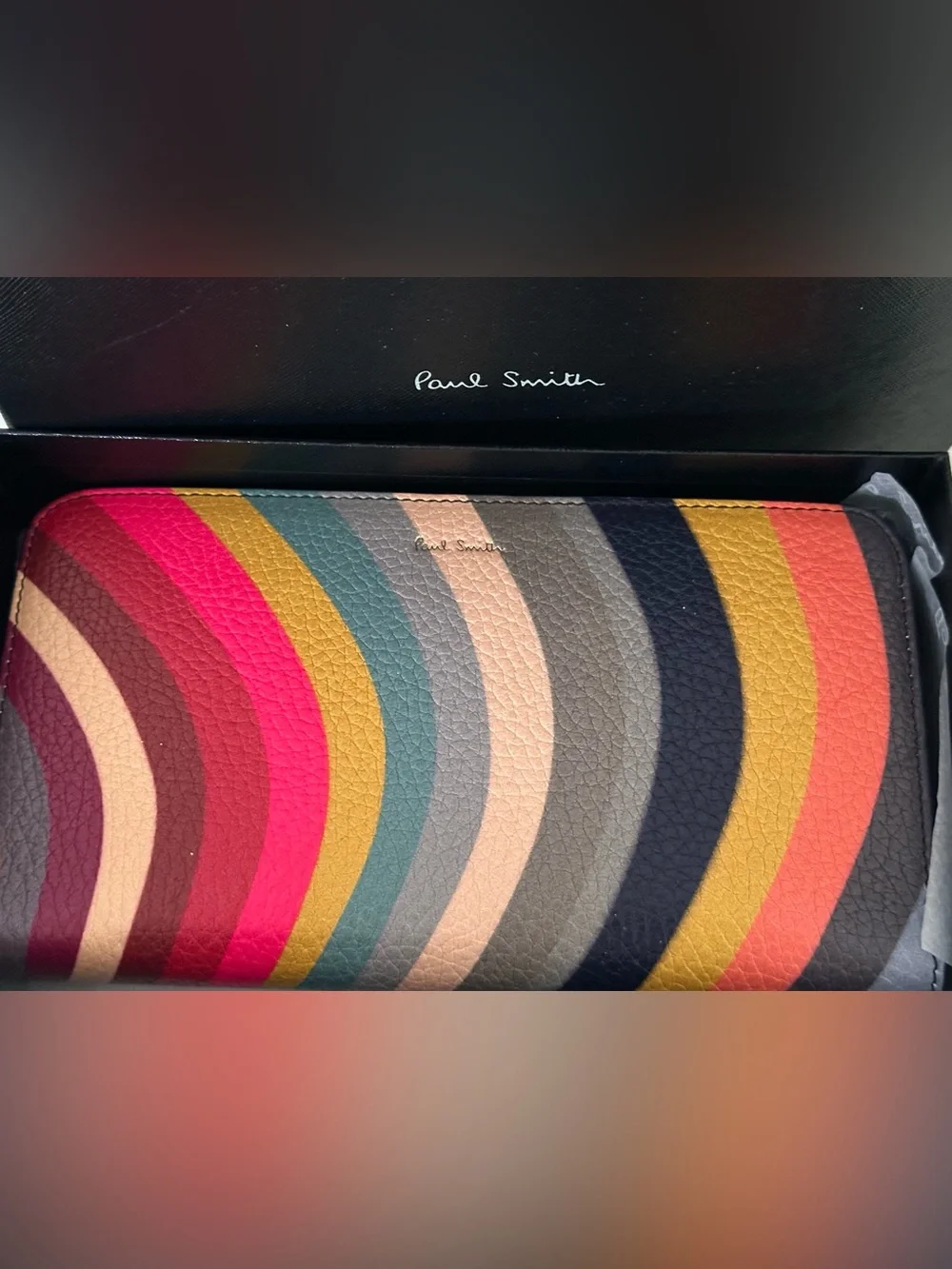 Paul Smith Multicolor Wave Zip Card Holder - Pink, Red, Yellow, Blue, Brown